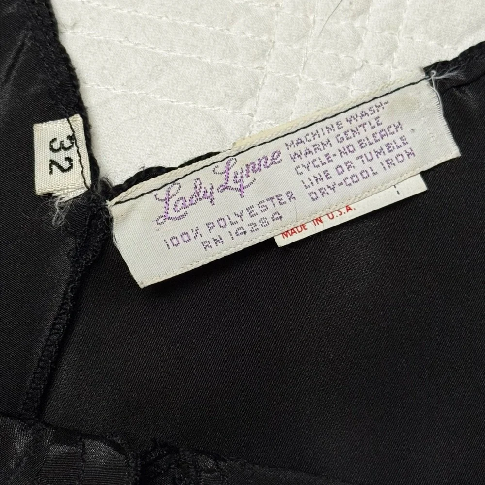 1970’s Lady Lynne Vintage Black Satin Slip Dress Size 32 Like New - Picture 2 of 9